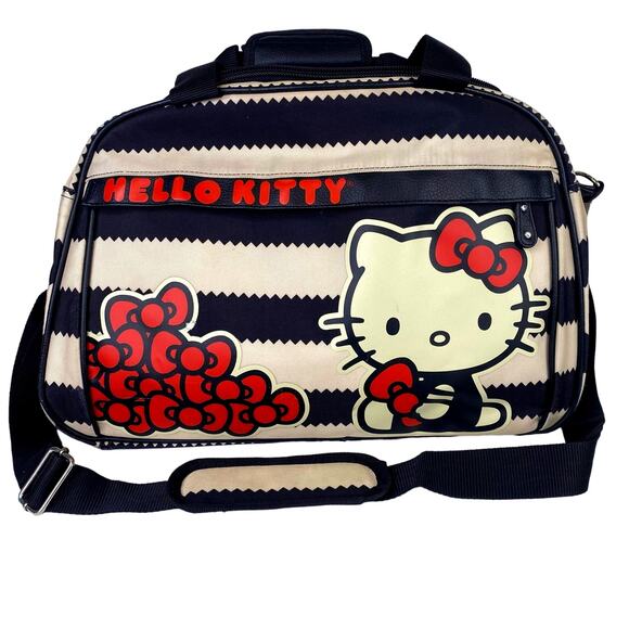 Loungefly X Hello Kitty Handbags - Vintage 2013 Loungfly X Sanrio Hello Kitty Bows & Stripes Weekender Bag Retro